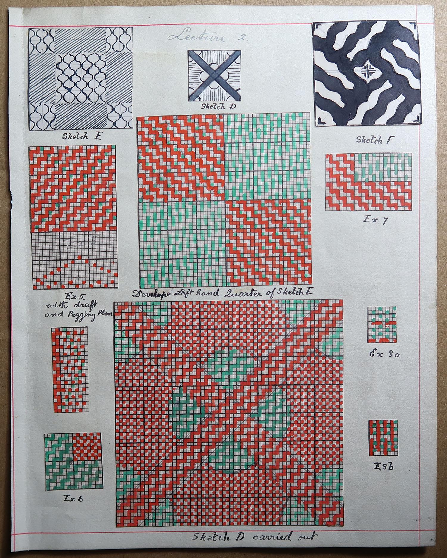 English Original Artwork from a Student of Textile Design, 1897 For Sale