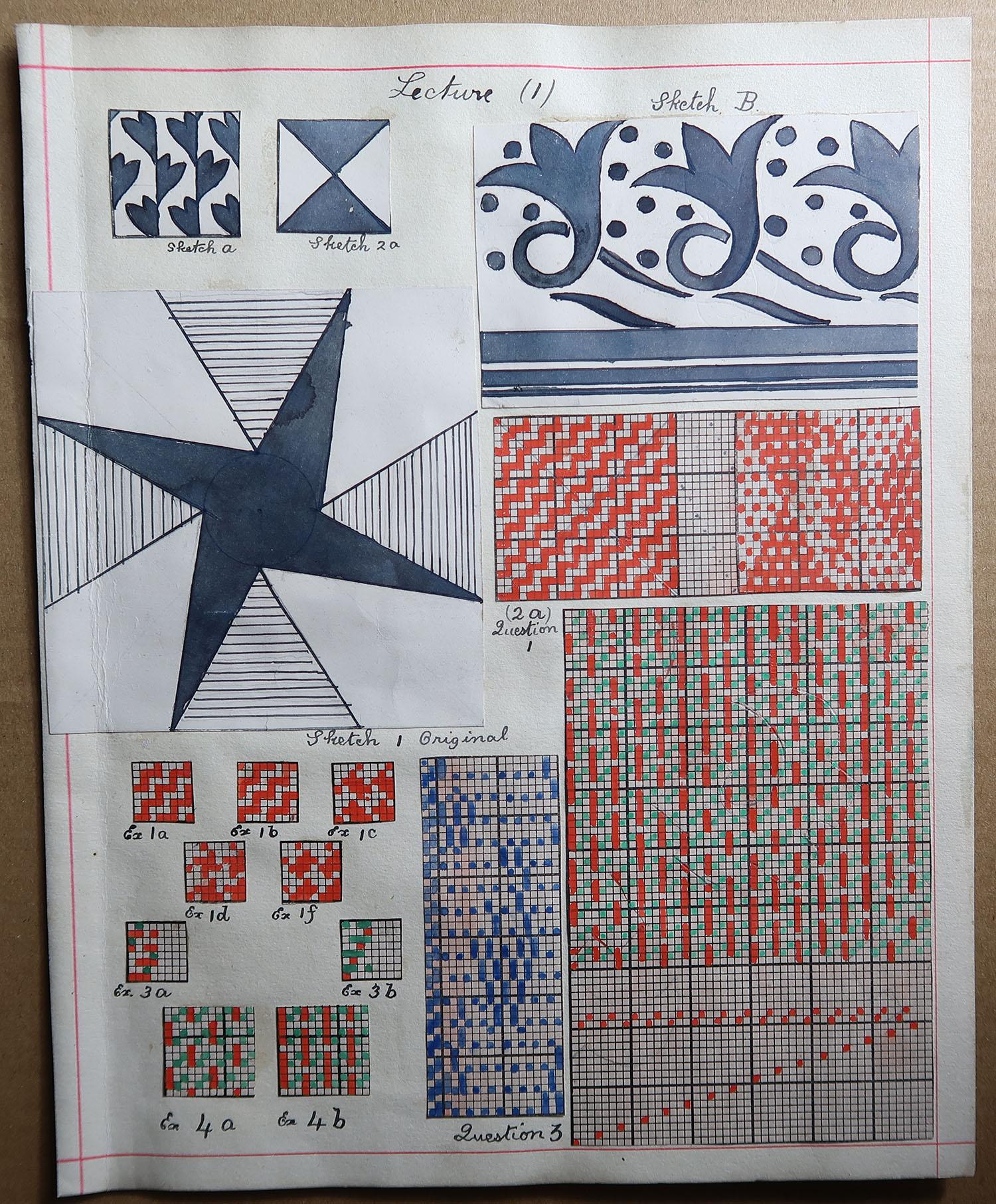Original Artwork from a Student of Textile Design, 1897 For Sale 1