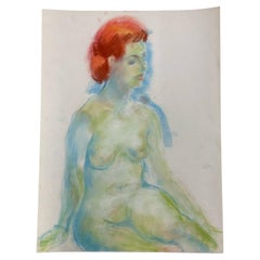Original Artwork of Green Nude Woman