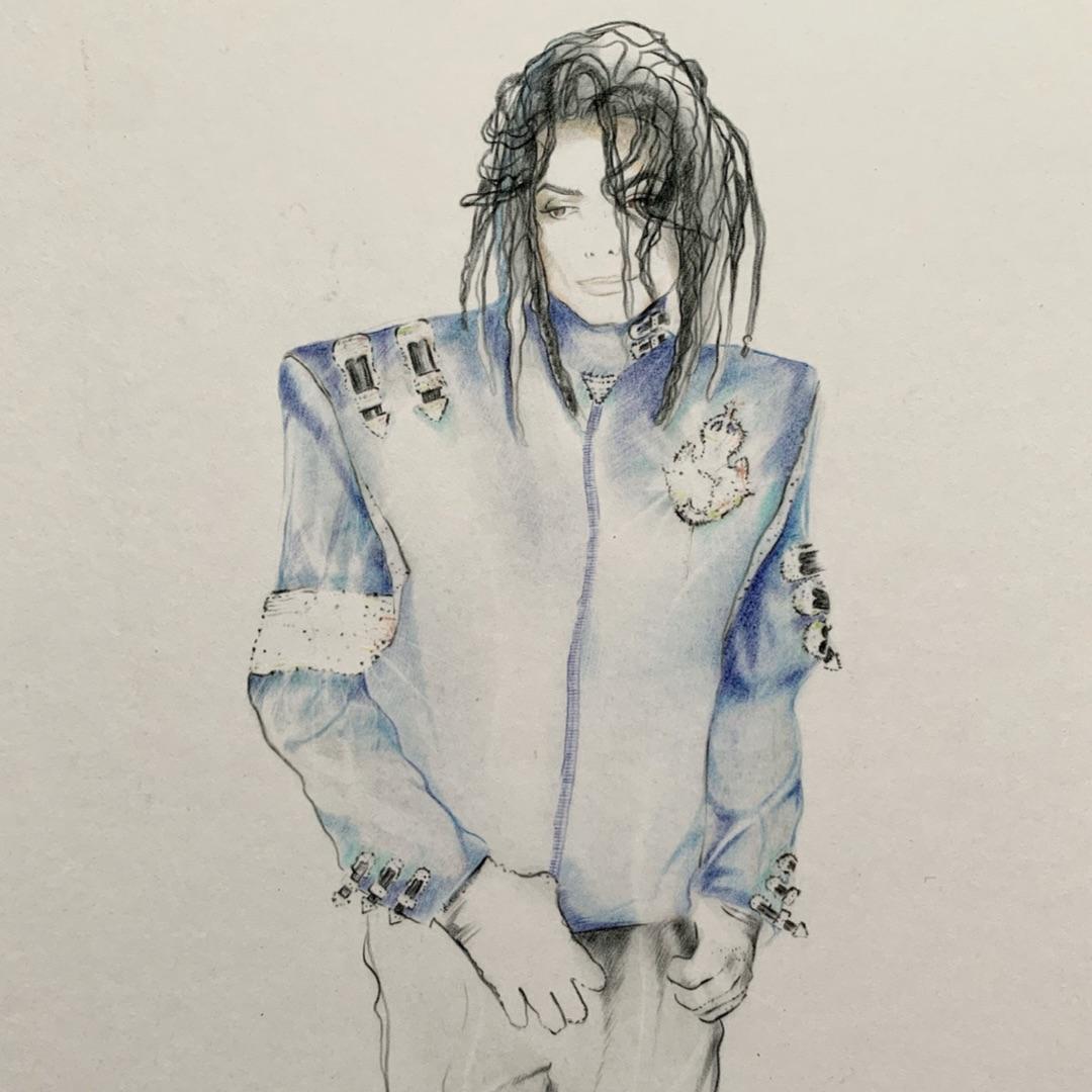 Eine Erfahrung.
Original Kunstwerk von Michael Jackson von Gianni Vive Sulman, Michael Jacksons Kostümdesigner und Parfümeur.
Gianni Vive Sulman entwarf erstaunliche Outfits für Michael Jacksons Bühnenauftritte - er fertigte zunächst die