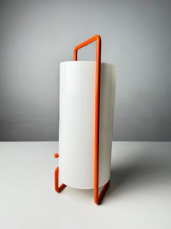 Original Asa desk lamp by Miguel Mila for Tramo 1961 in orange metal and white