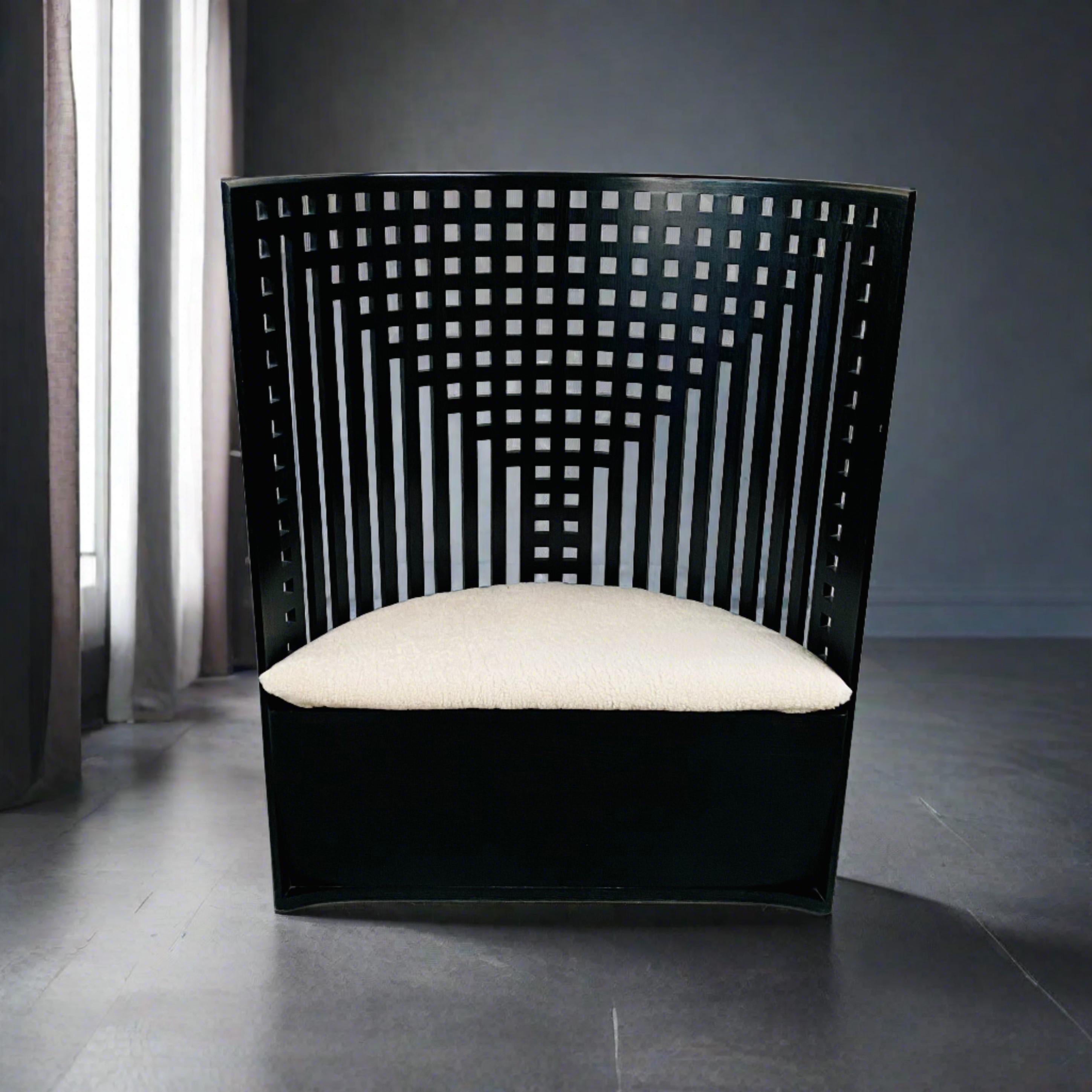 Chaise saule originale en frêne et peau de mouton de Charles Rennie Mackintosh pour Cassina Excellent état - En vente à DE MEERN, NL
