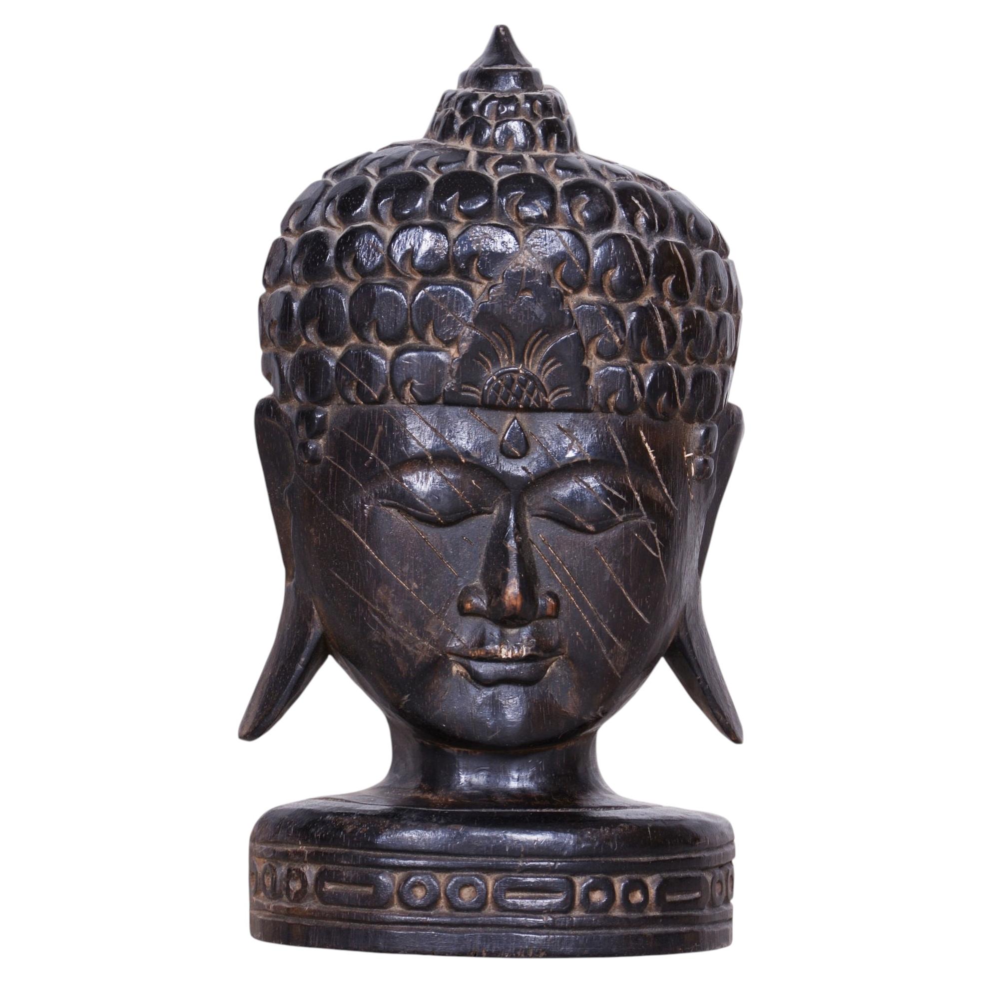 Original Asian Sculpture, Lacquered Wood, Well-Preserved Condition, 1920s