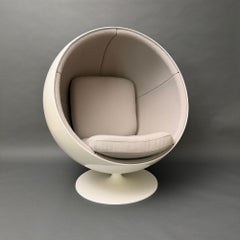 Original Asko Ball Chair, Eero Aarnio, White and Gray, Finland, 1960s