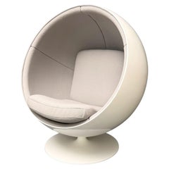 Original Asko Ball Chair, Eero Aarnio, White and Gray, Finland, 1960s