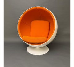 Original Asko Ball Chair, Eero Aarnio, White and Orange, Finland, 1960s