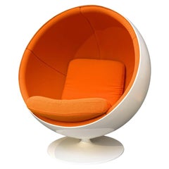 Original Asko Ball Chair, Eero Aarnio, White and Orange, Finland, 1960s