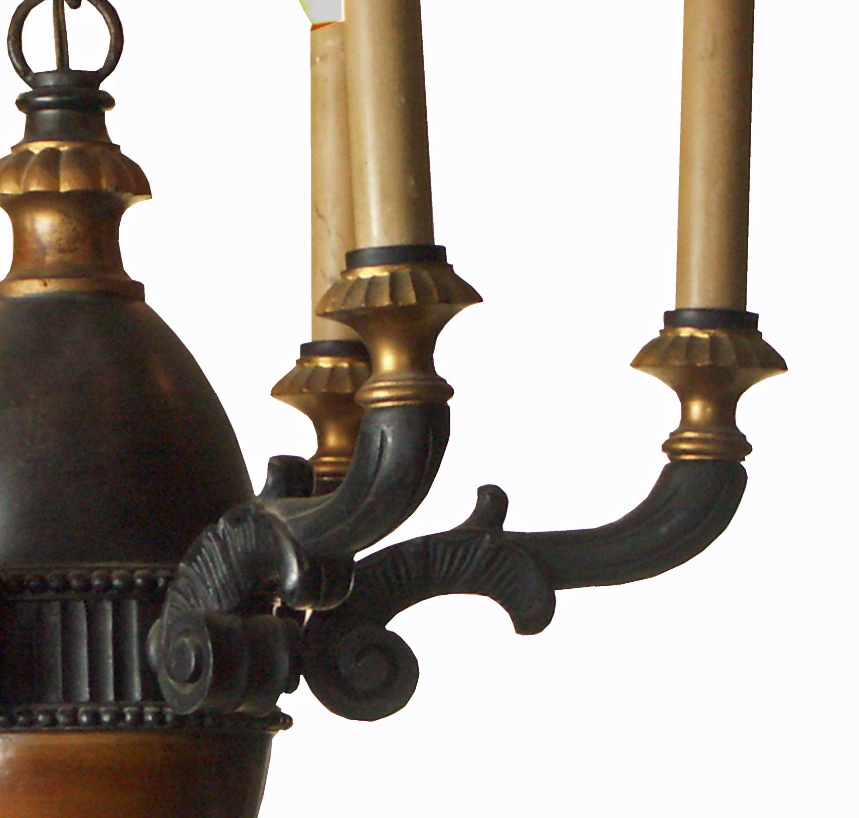 Hand-Crafted Original Austrian Hungarian Baroque Classicism Style, Wood Chandelier 1912 For Sale