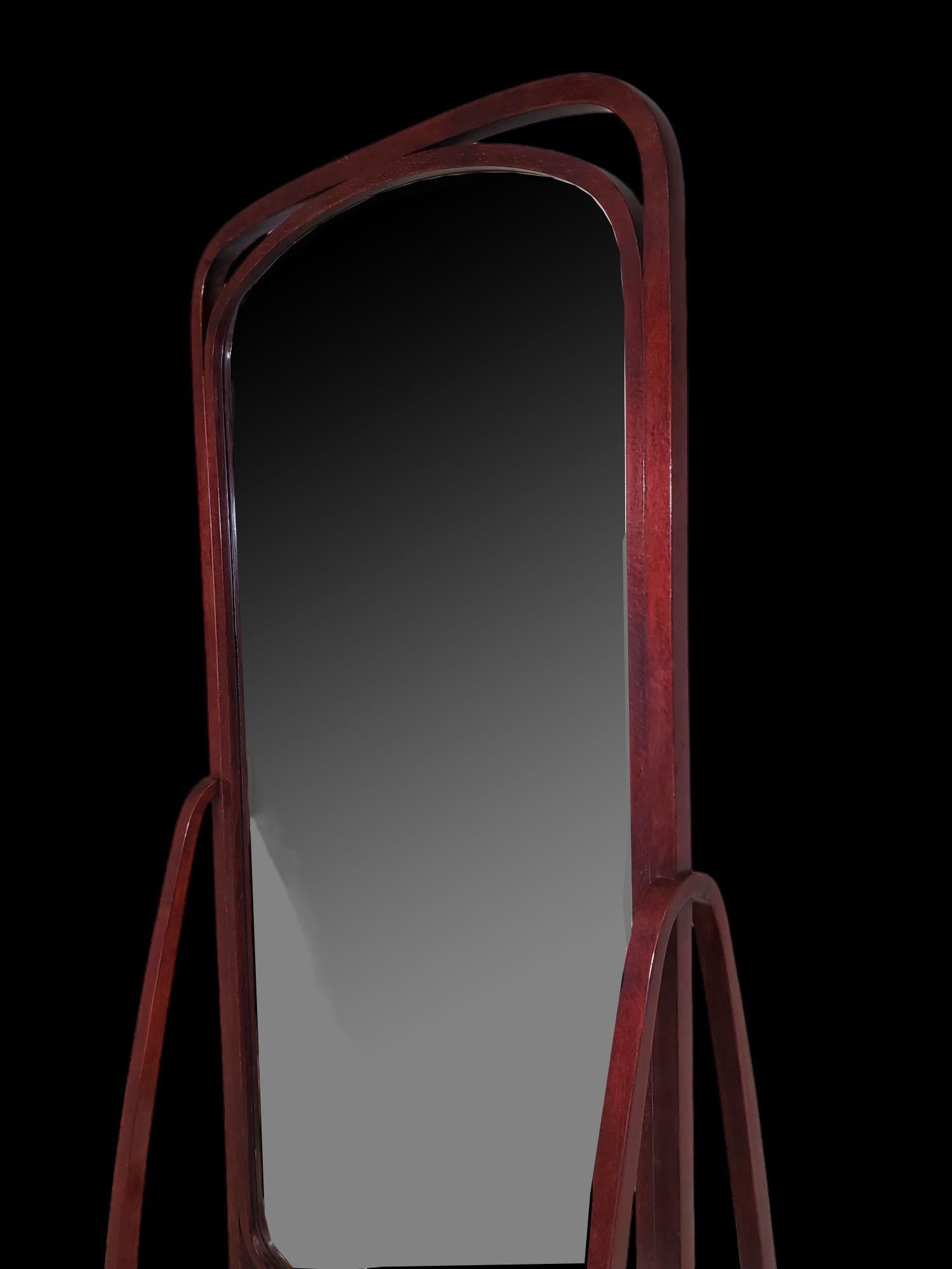 Original Austrian Jugendstil full length bentwood cheval dressing mirror -Thonet For Sale 6