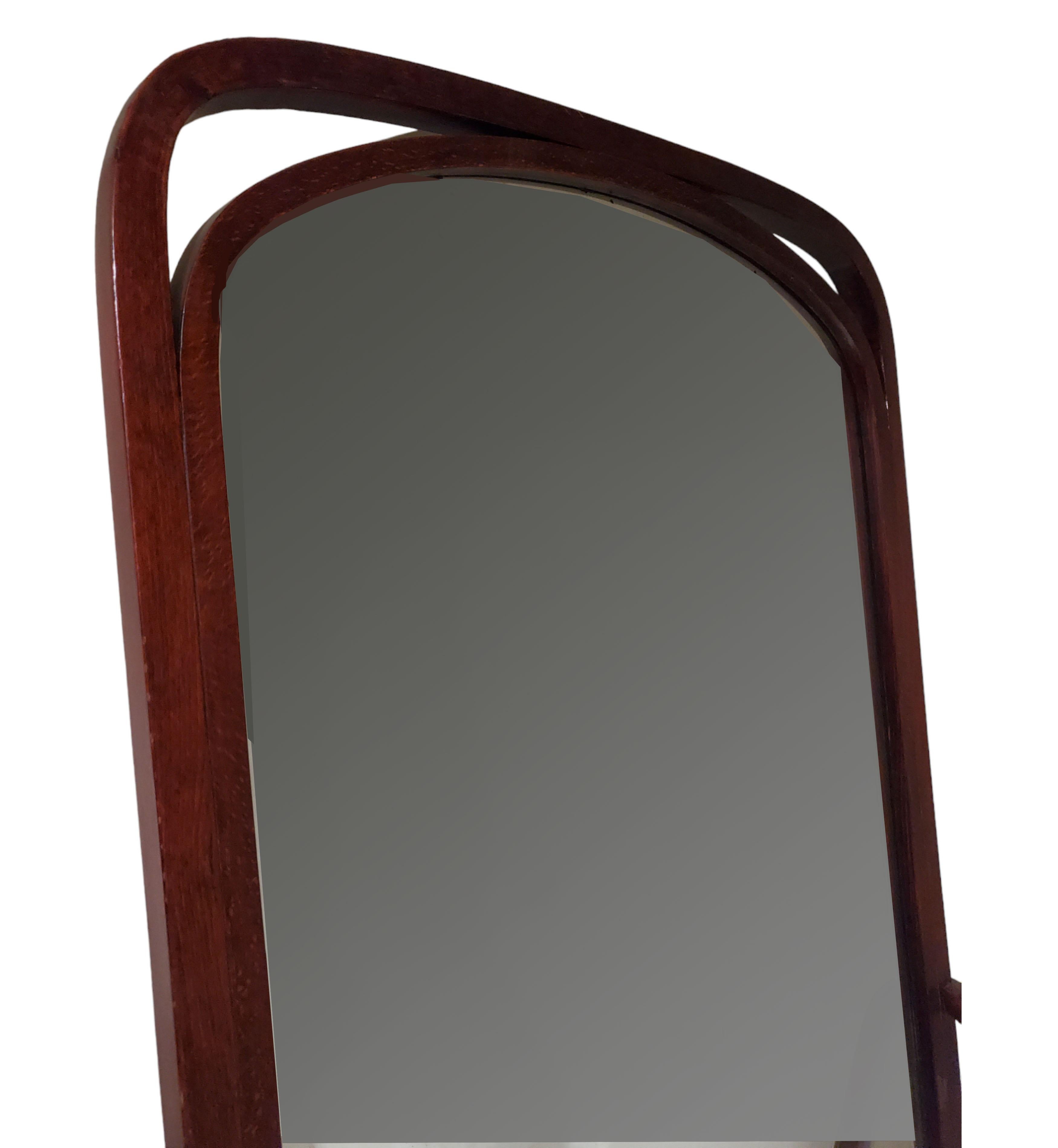 Mirror Original Austrian Jugendstil full length bentwood cheval dressing mirror -Thonet For Sale