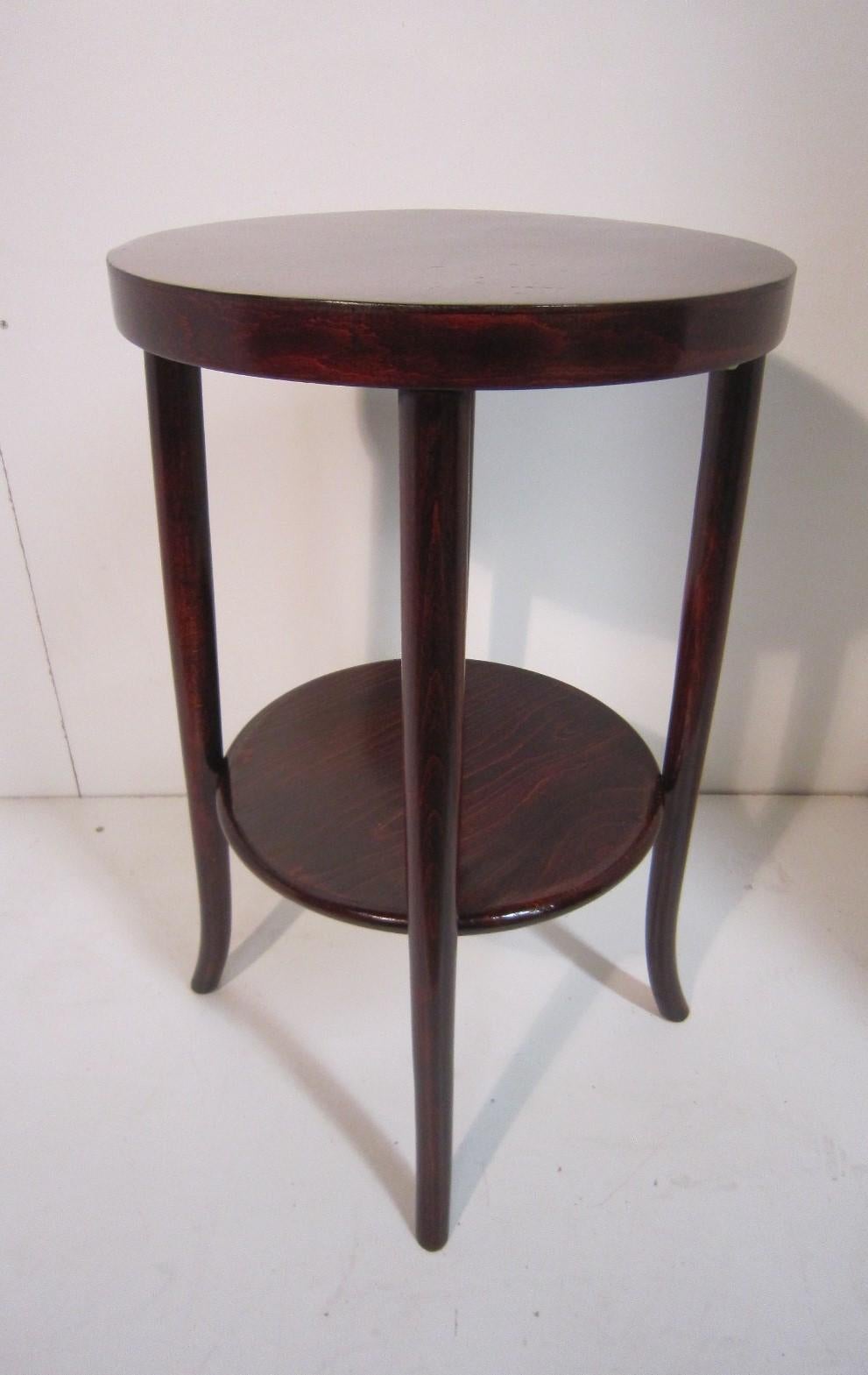 Original Austrian Small Round Bentwood Jungenstil Side Table with Oxblood Finish 2