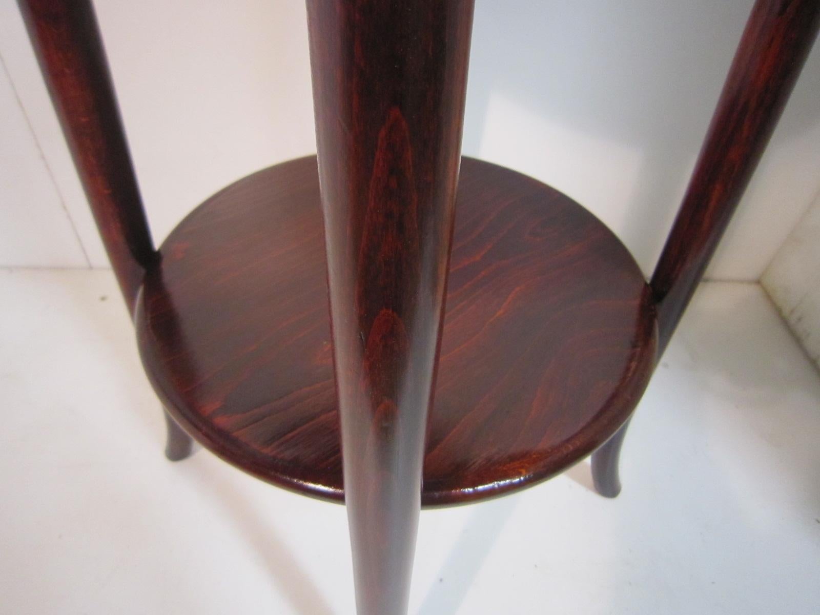 Original Austrian Small Round Bentwood Jungenstil Side Table with Oxblood Finish 3