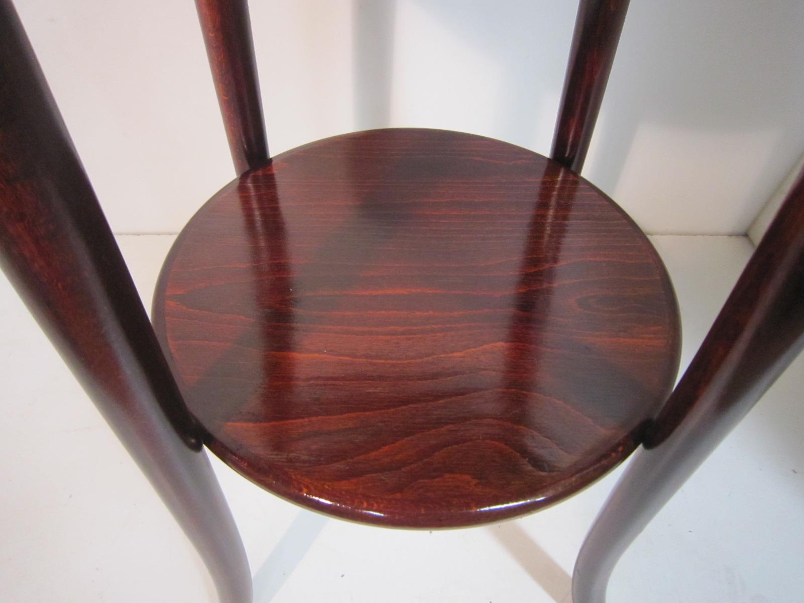 Original Austrian Small Round Bentwood Jungenstil Side Table with Oxblood Finish 4