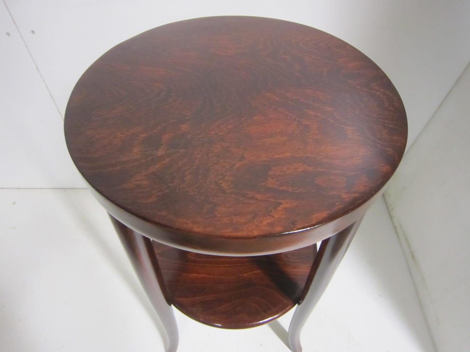 Original Austrian Small Round Bentwood Jungenstil Side Table with Oxblood Finish 5