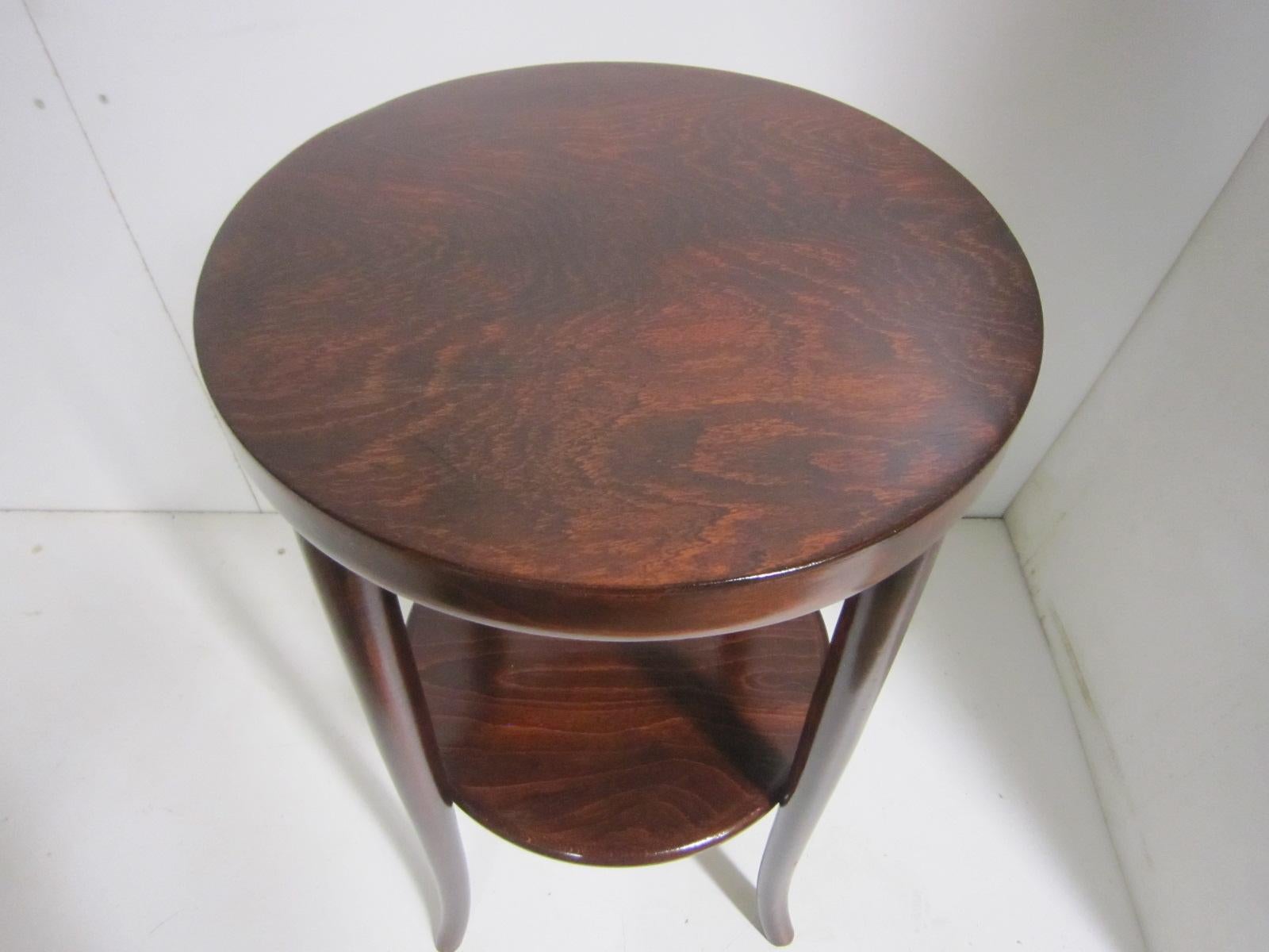 Original Austrian Small Round Bentwood Jungenstil Side Table with Oxblood Finish 6