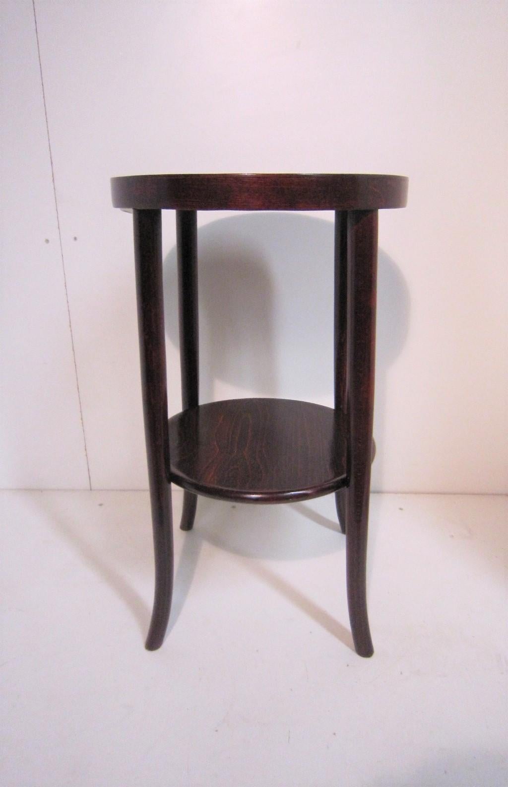 Original Austrian Small Round Bentwood Jungenstil Side Table with Oxblood Finish 7