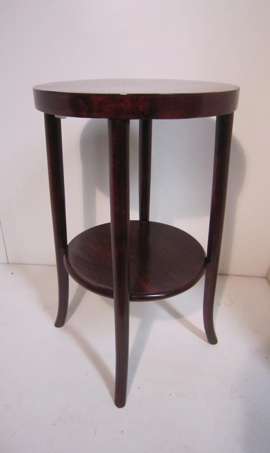 Original Austrian Small Round Bentwood Jungenstil Side Table with Oxblood Finish 8