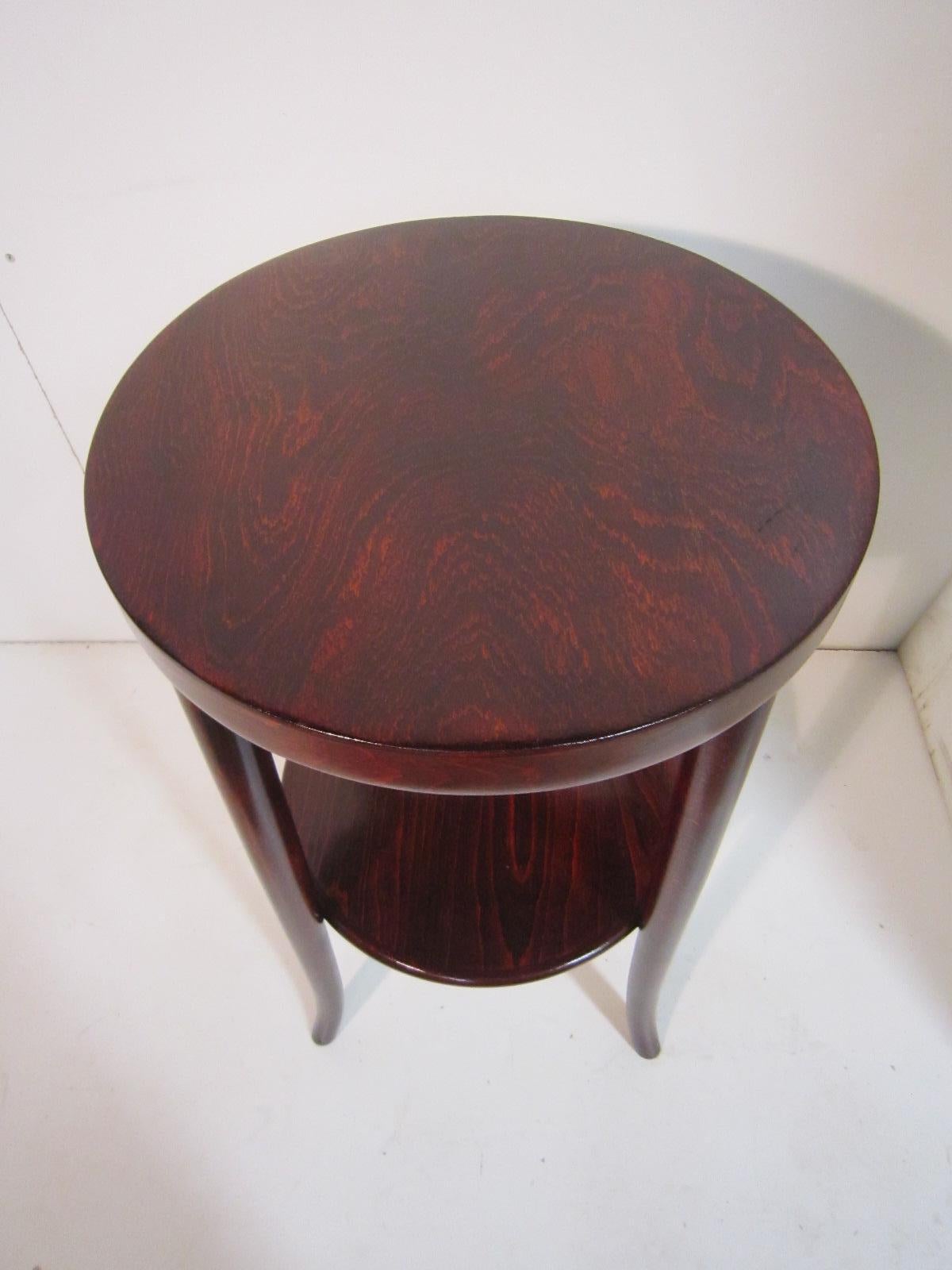 Jugendstil Original Austrian Small Round Bentwood Jungenstil Side Table with Oxblood Finish
