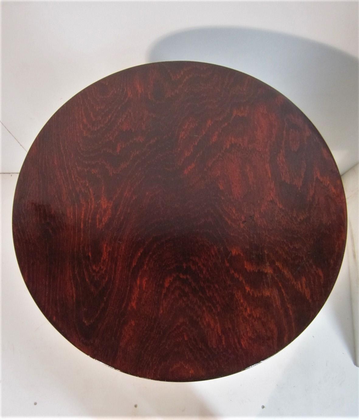 Original Austrian Small Round Bentwood Jungenstil Side Table with Oxblood Finish In Good Condition In New York City, NY