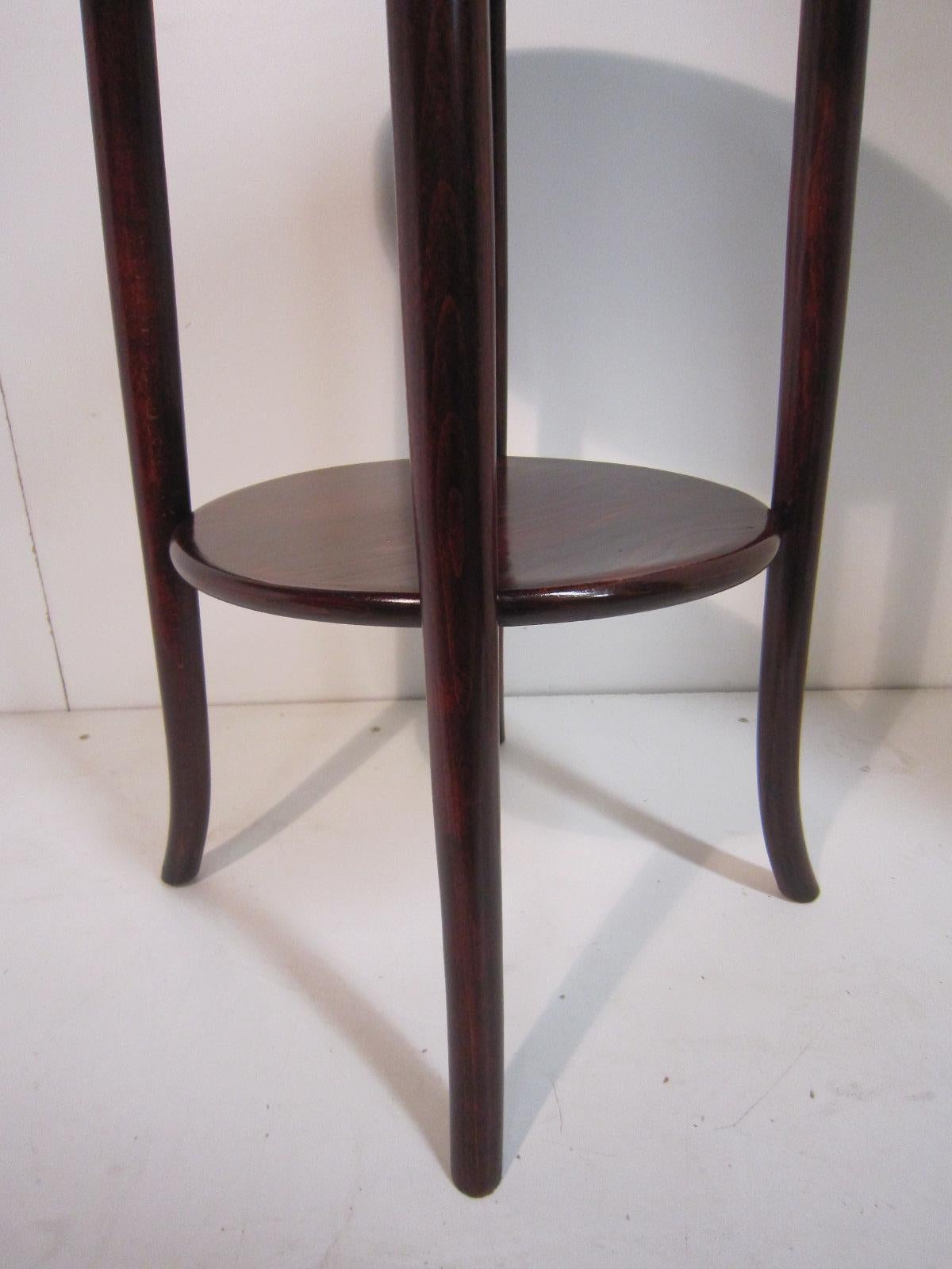 20th Century Original Austrian Small Round Bentwood Jungenstil Side Table with Oxblood Finish