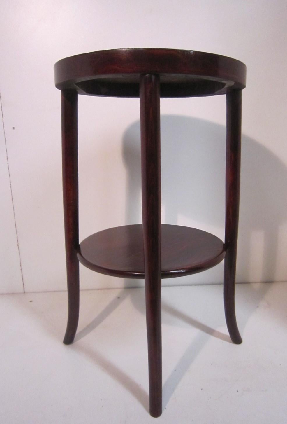 Original Austrian Small Round Bentwood Jungenstil Side Table with Oxblood Finish 1