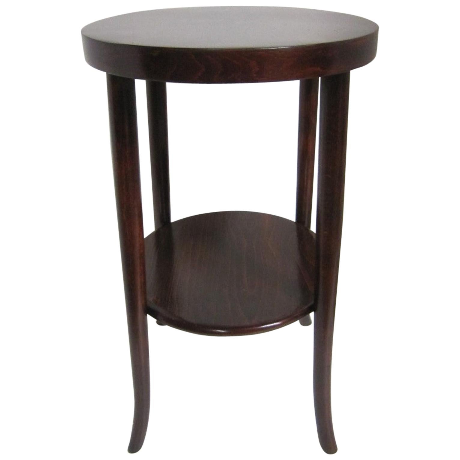 Original Austrian Small Round Bentwood Jungenstil Side Table with Oxblood Finish