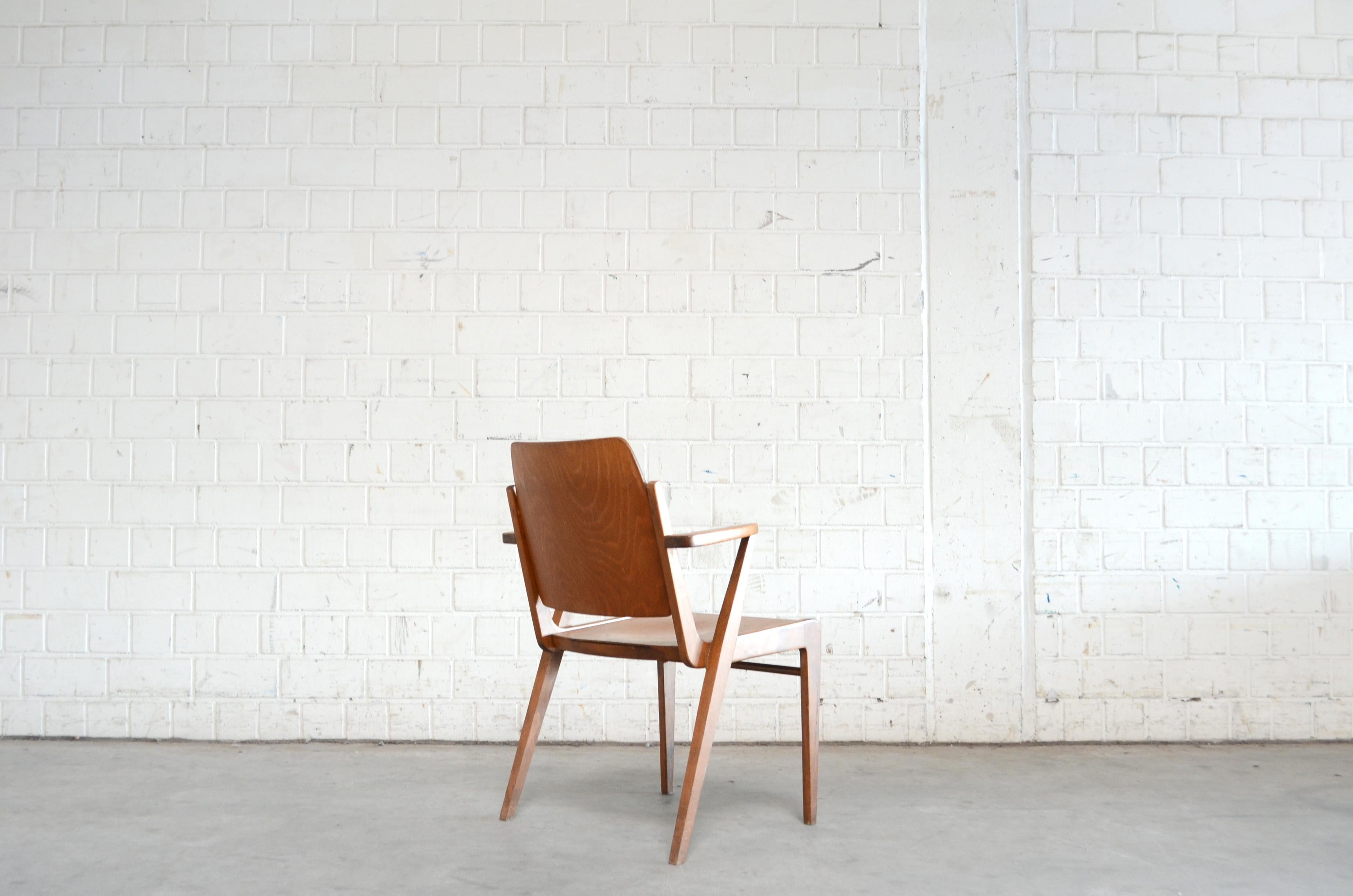 Stained Original Austro Armchair by Franz Schuster for Wiesner Hager, Austria, 1959 For Sale