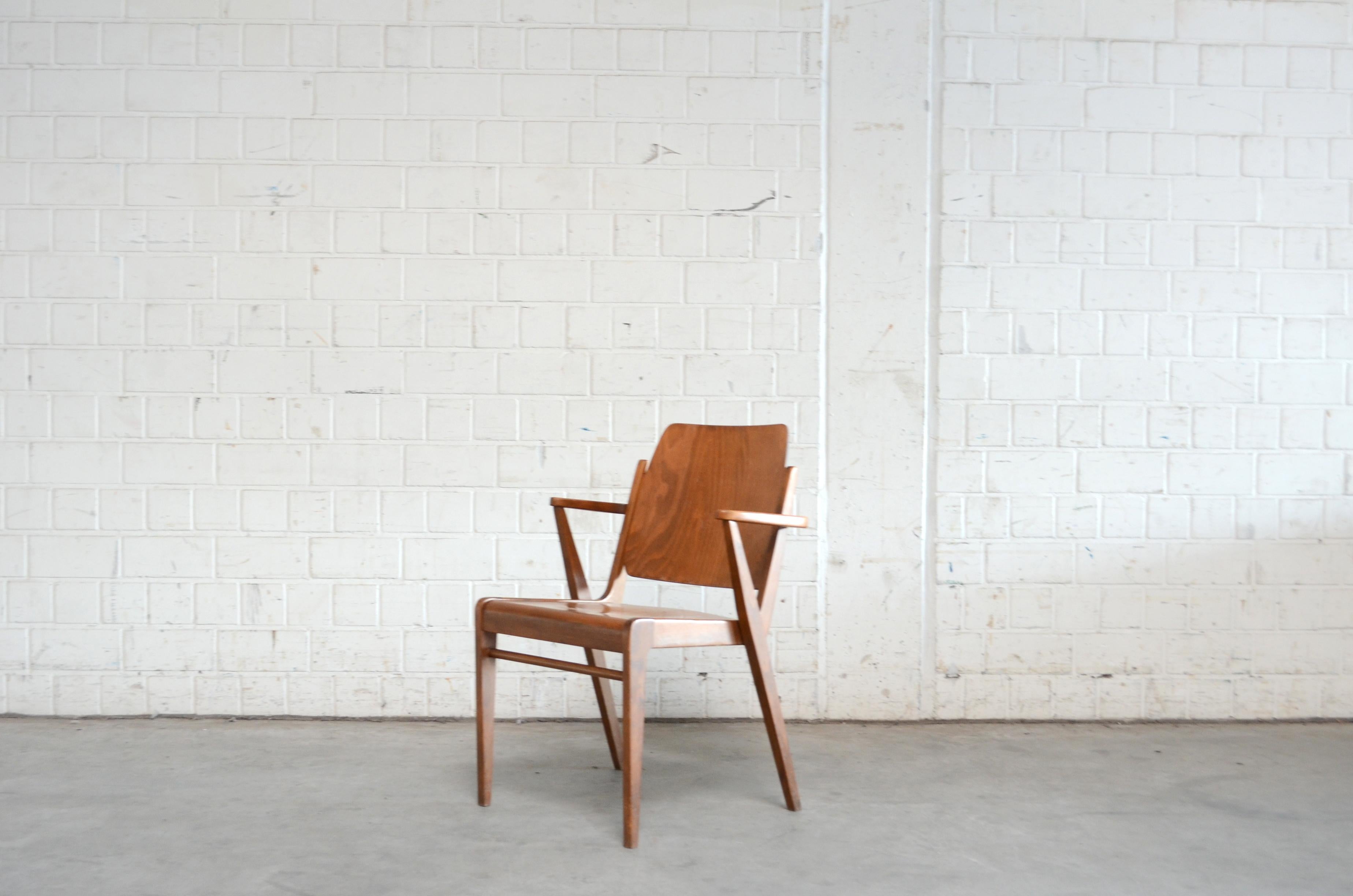 Wood Original Austro Armchair by Franz Schuster for Wiesner Hager, Austria, 1959 For Sale