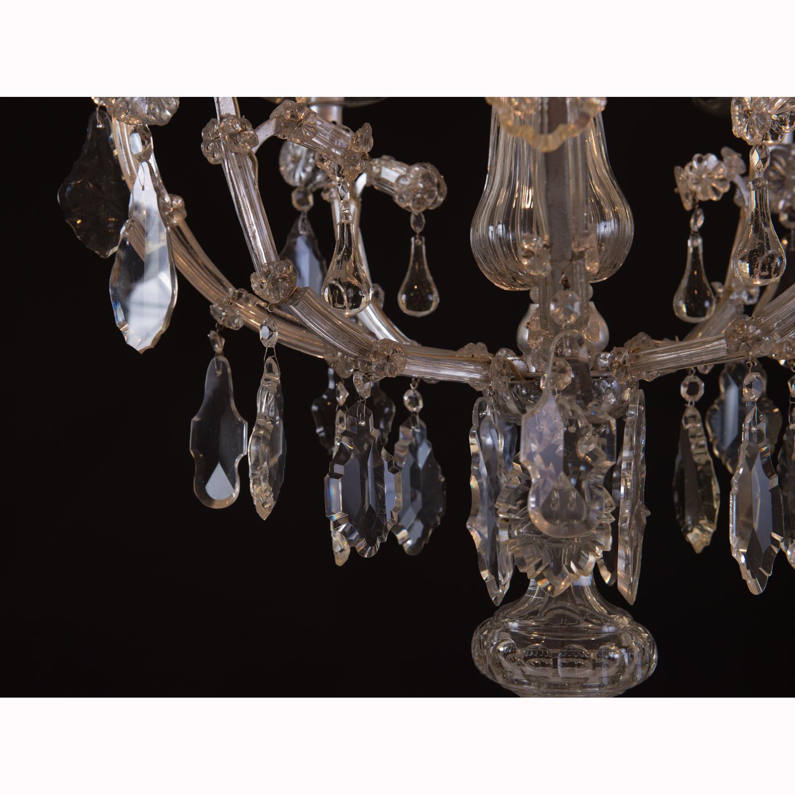 Hand-Crafted Original Austro, Hungary Baroque Glass Chandelier, 18th Century For Sale