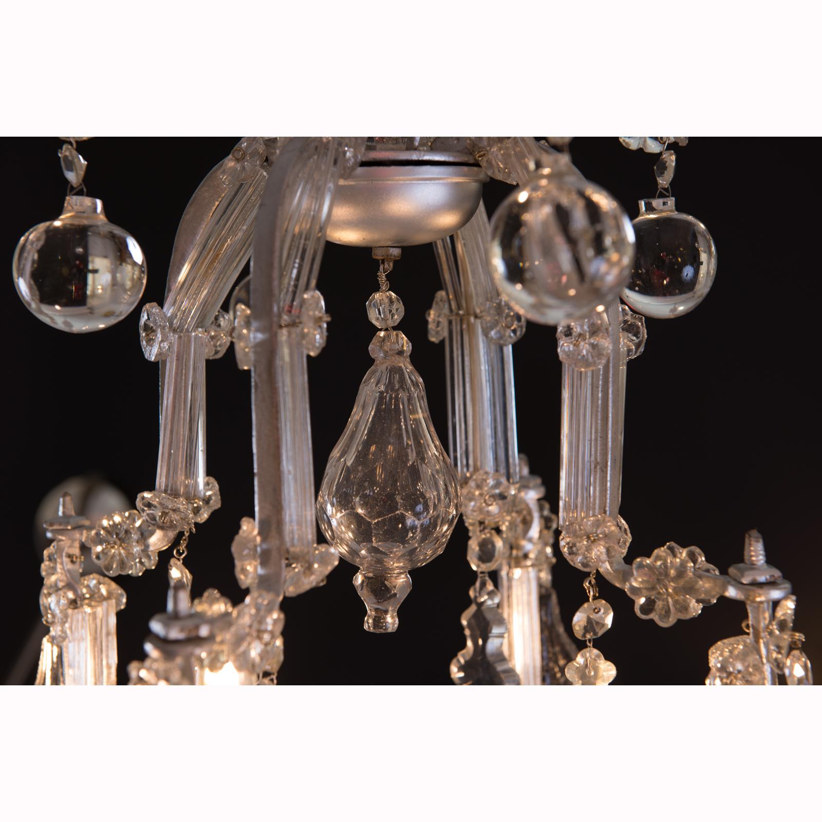 Original Austro, Hungary Baroque Glass Chandelier, 18th Century In Excellent Condition For Sale In Vienna, AT