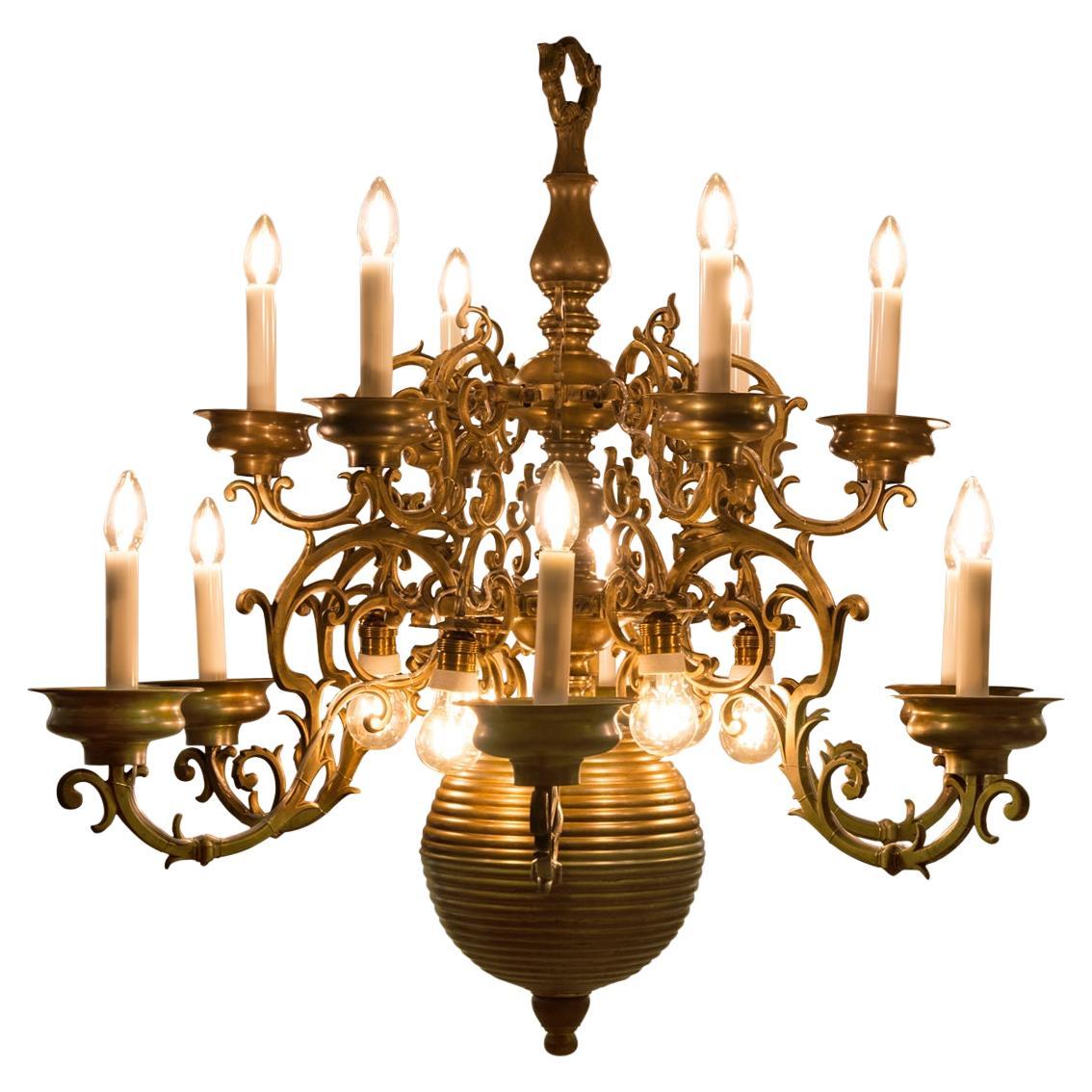 Original Austro-Hungary Flemish Baroque Chandelier 19th Century-1895-Restored For Sale