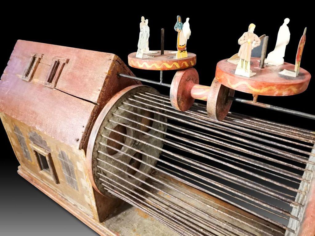 French Original Automaton in Old Hamster Cage, Possibly France 19th Century