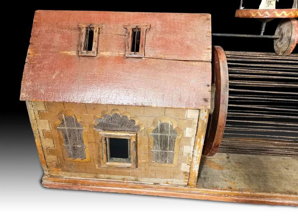 Hand-Crafted Original Automaton in Old Hamster Cage, Possibly France 19th Century