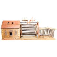 Antique Original Automaton in Old Hamster Cage, Possibly France 19th Century