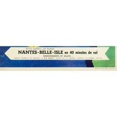 Original Aviation Poster, Air Ouest, Brittany, La Baule, Greyhound Hermine, 1955