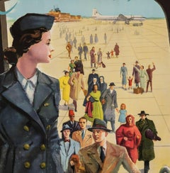 Original Aviation Poster-Travel the World-Sabena-Belgium-Airport, c.1950