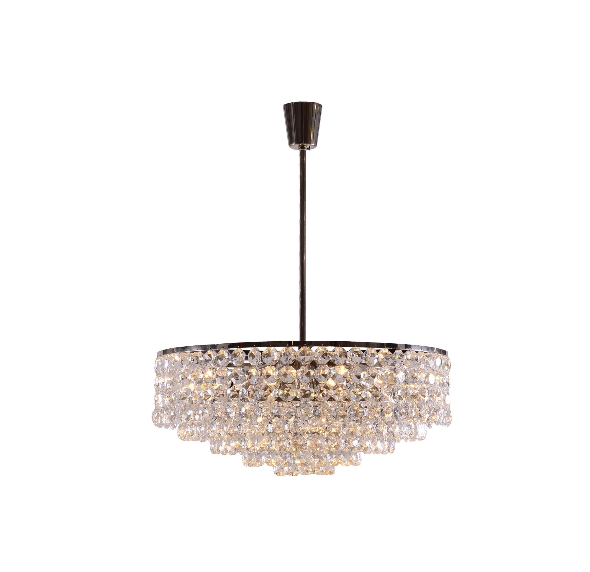 Hand-Crafted Original Bakalowits Mid-Century Modern Crystal Chandelier, 1960 For Sale