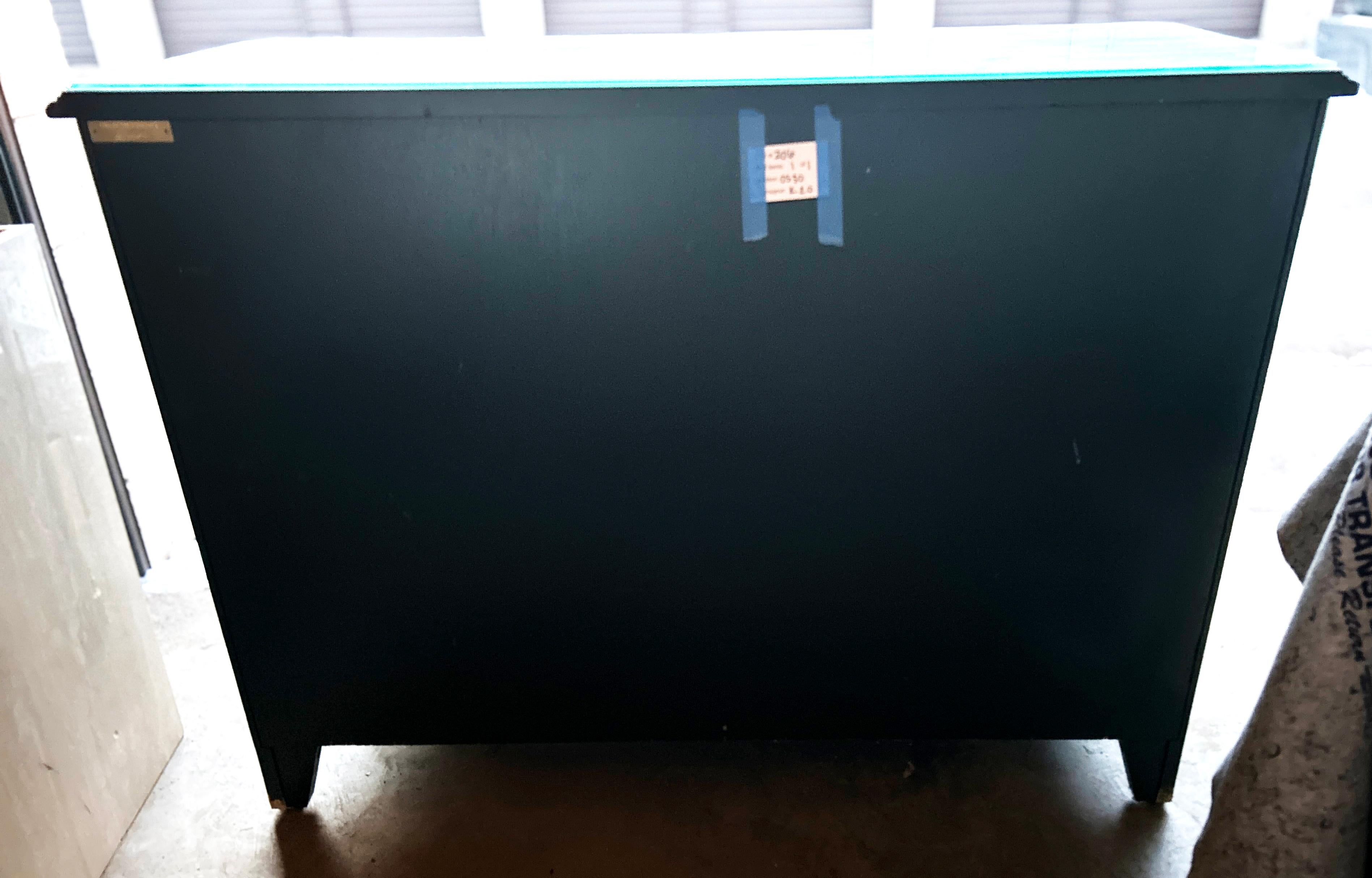 Original Baker Collector's Edition Hand Painted Green and Gold Lacquered Dresser For Sale 3