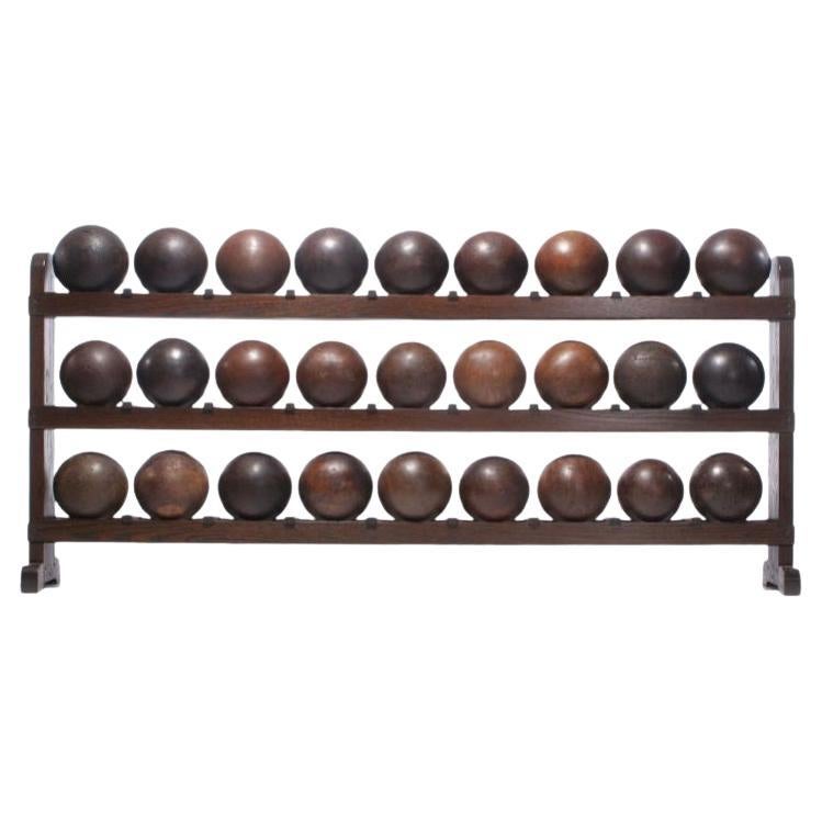 Original ‘Ball Rack’ with Lignum Vitae Bowling Balls, Made to Order
