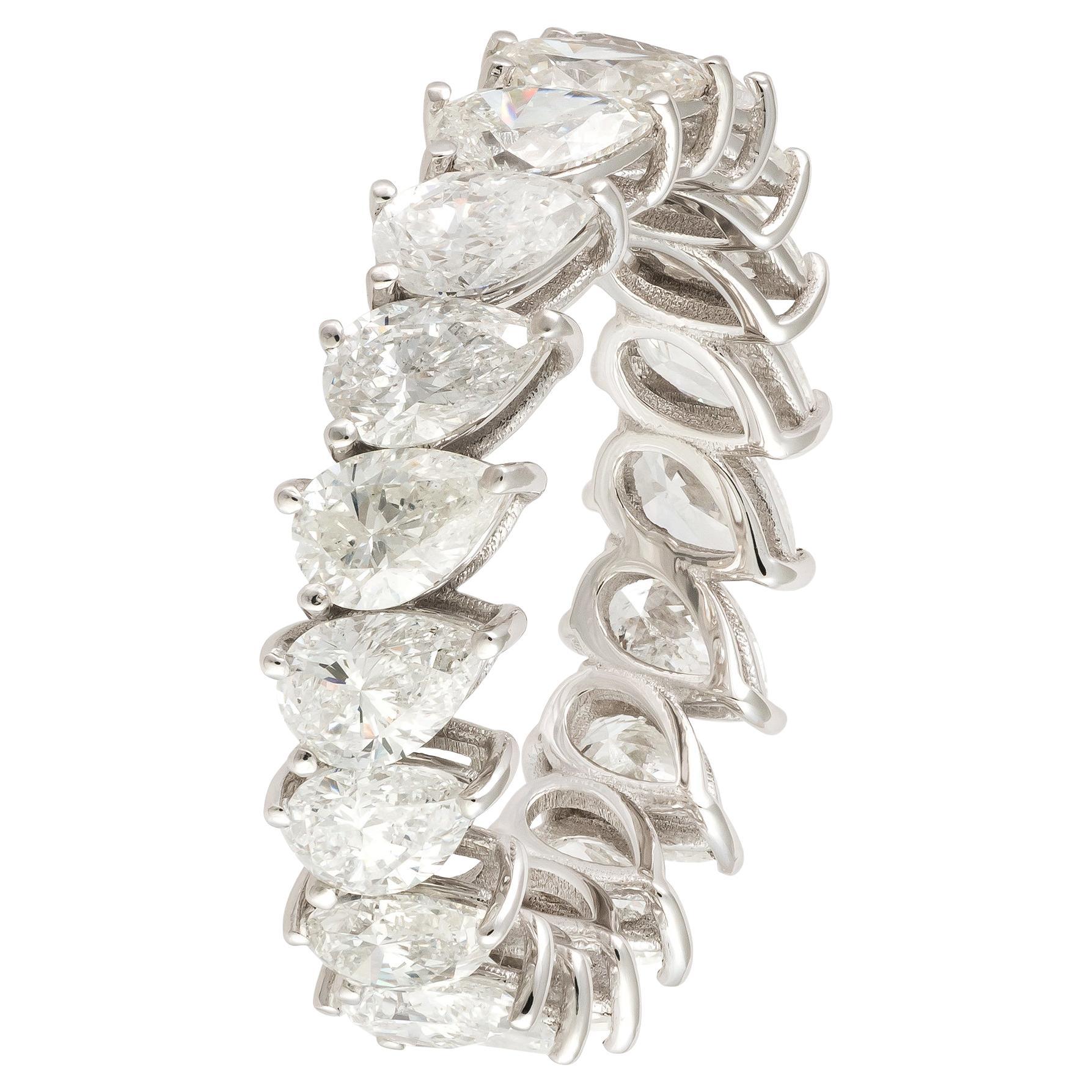 Original Band White 18K Gold White Diamond Ring for Her