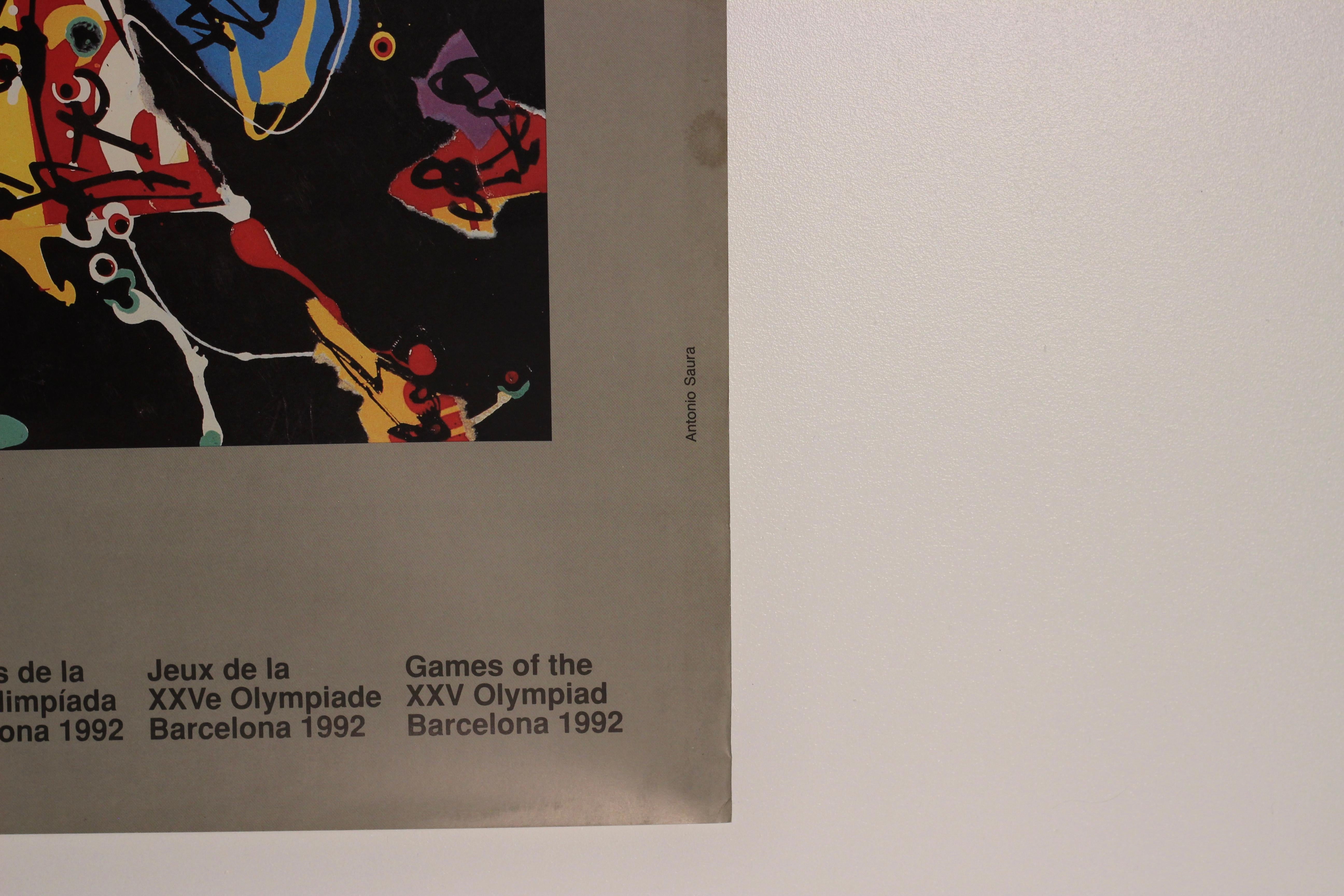 Moderne Affiche originale des Jeux olympiques de Barcelone de 1992 par Antonio Saura pour le XXV Olympiad en vente