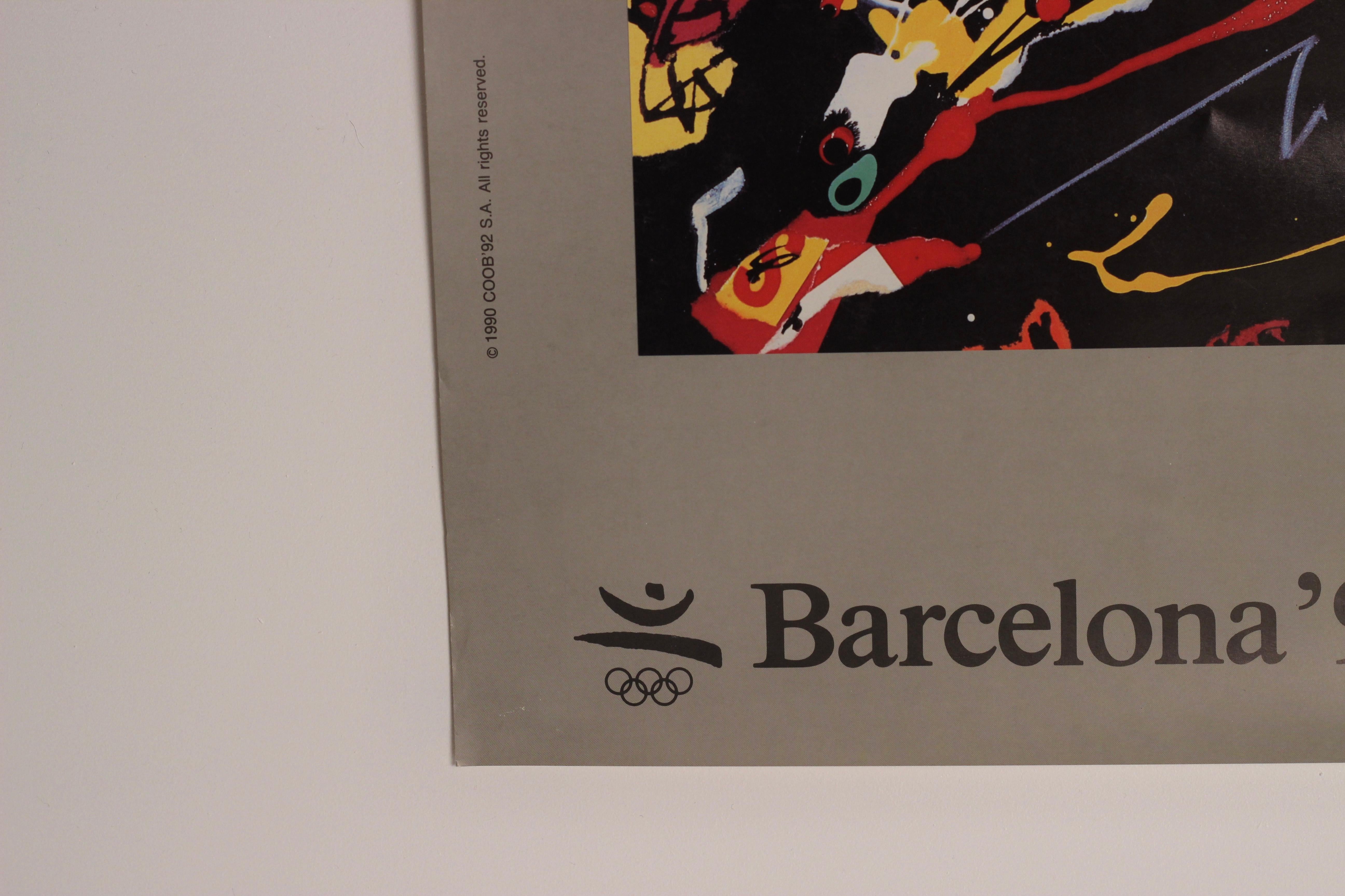 Affiche originale des Jeux olympiques de Barcelone de 1992 par Antonio Saura pour le XXV Olympiad État moyen - En vente à London, GB
