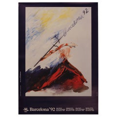 Retro Original Barcelona 1992 Olympic Poster by Josep Guinovart for the XXV Olympiad