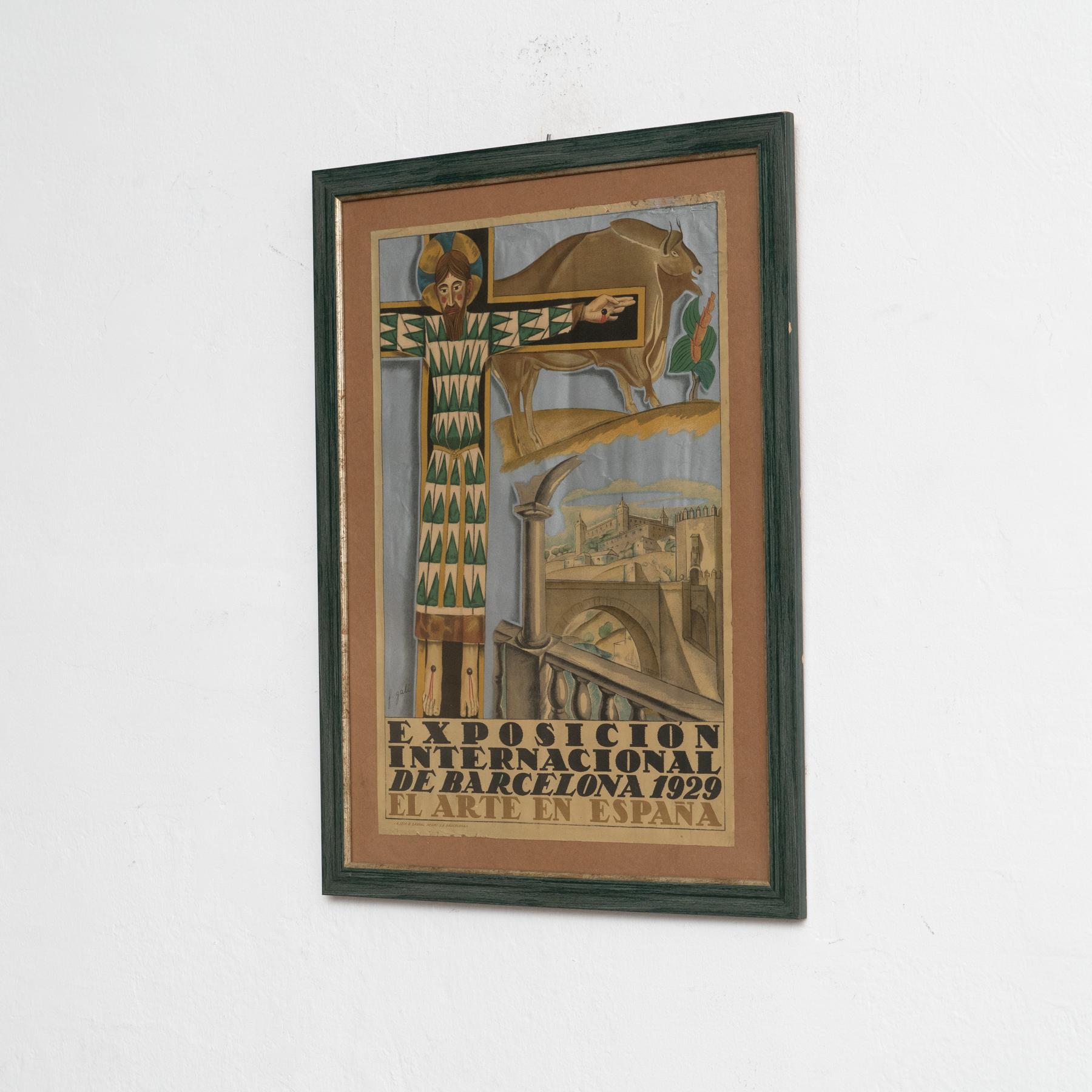 Cartel original de la Exposición Internacional de Barcelona Moderno de mediados de siglo en venta