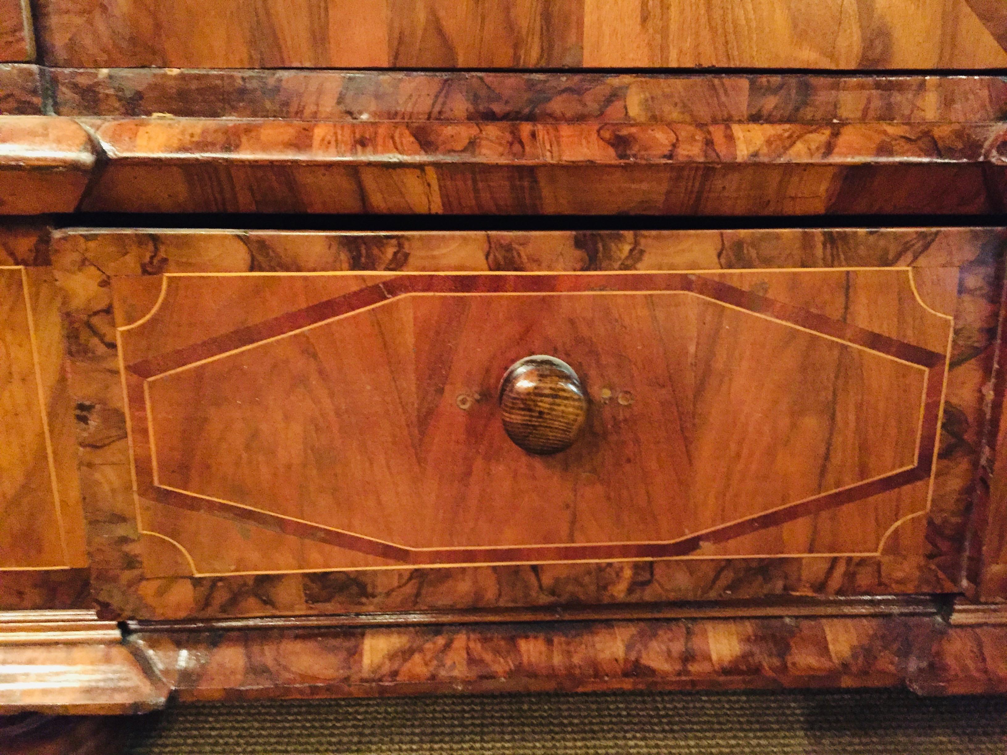 Original Baroque Cabinet circa 1740 Walnut Beautiful Star Veneer on Both Doors 5