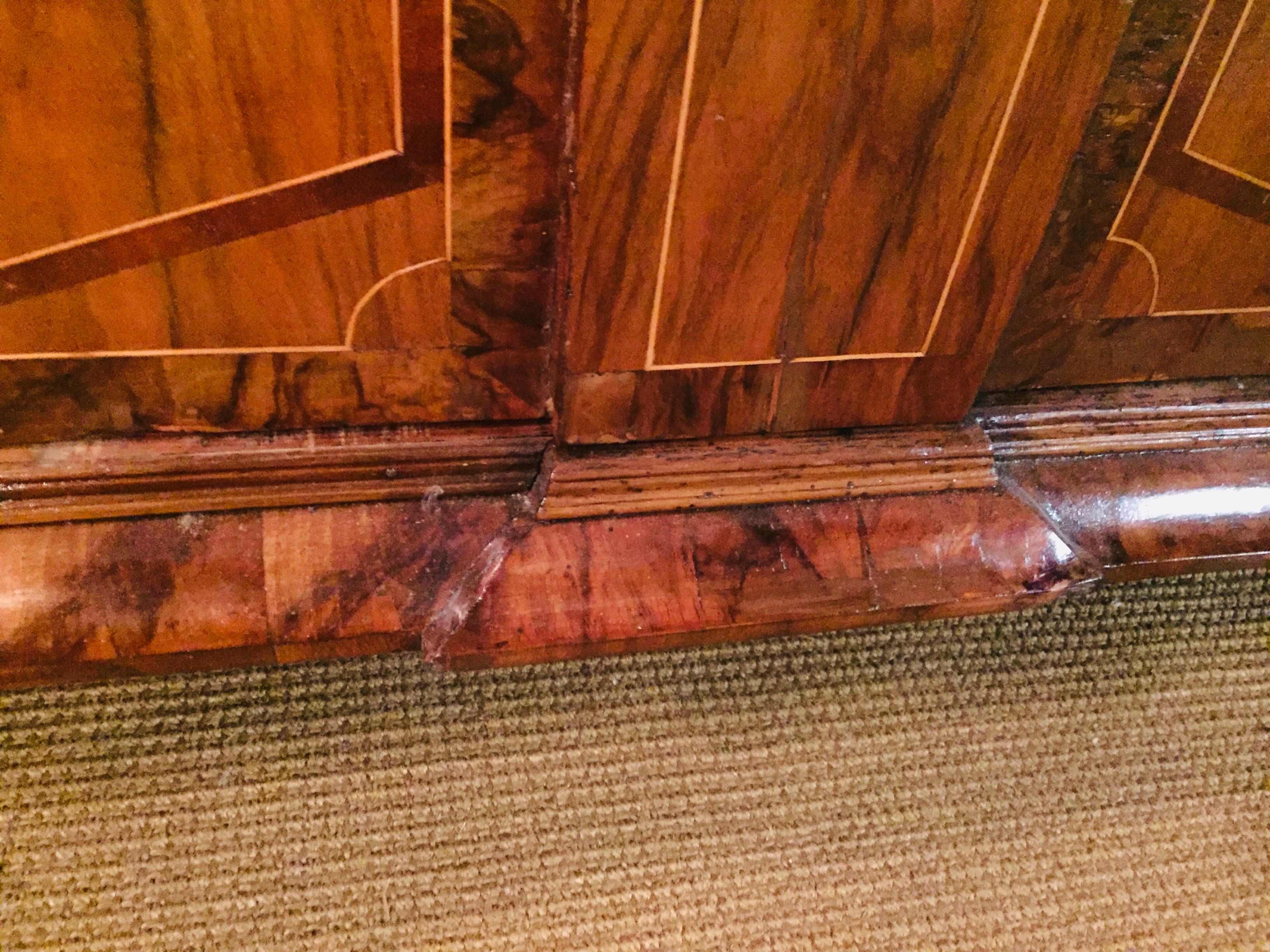 Original Baroque Cabinet circa 1740 Walnut Beautiful Star Veneer on Both Doors 6