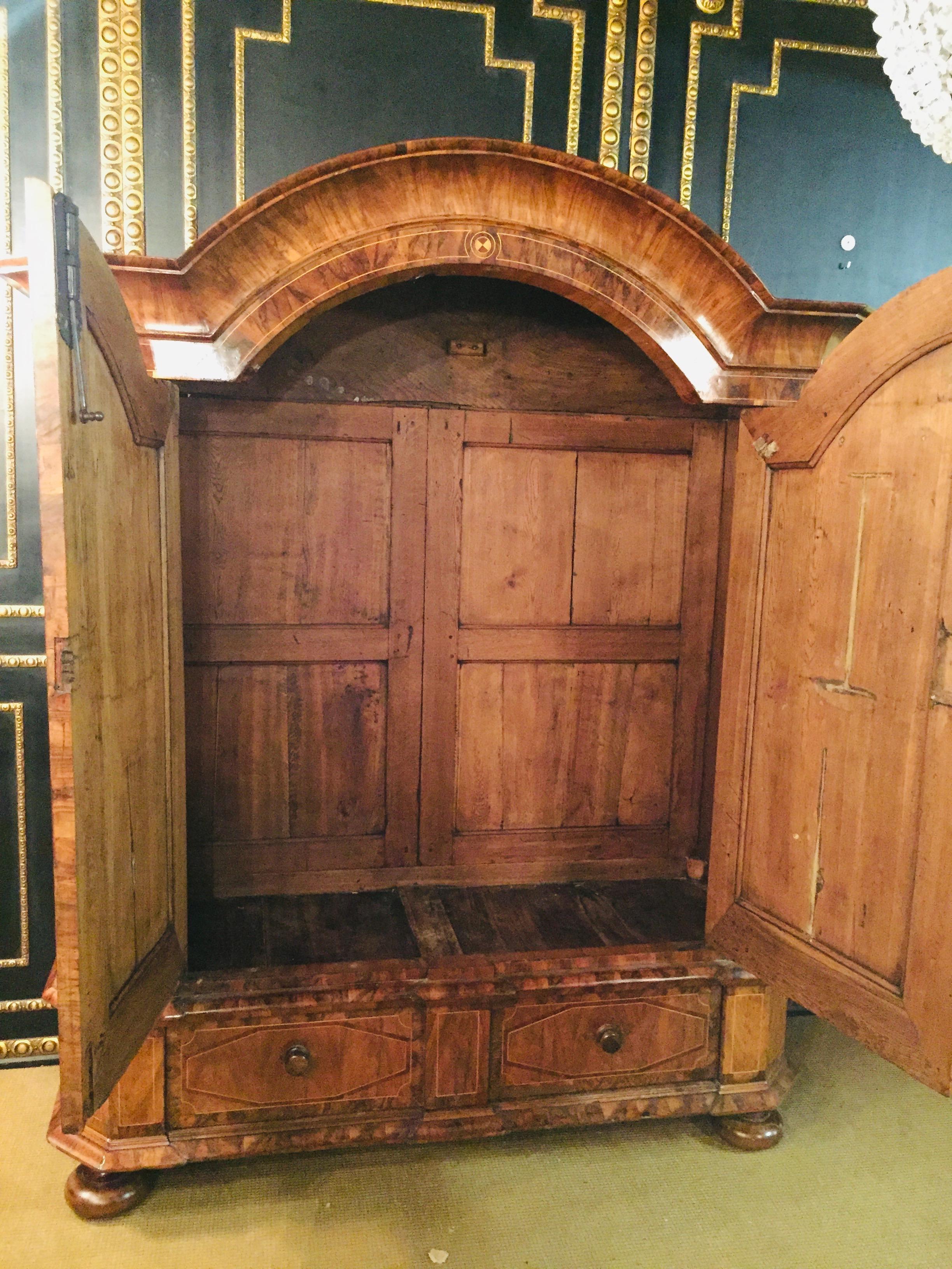 Original Baroque Cabinet circa 1740 Walnut Beautiful Star Veneer on Both Doors 7