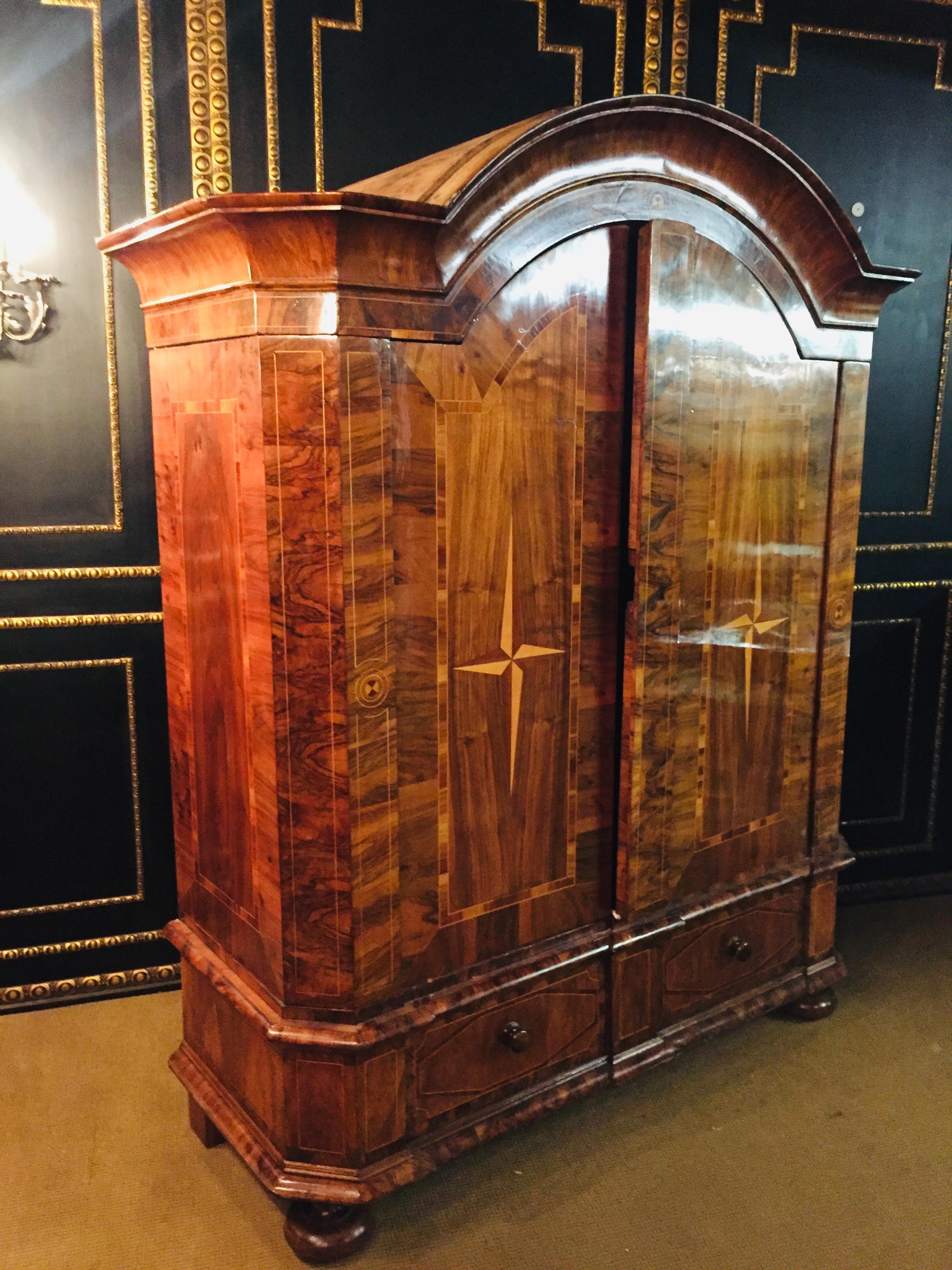 Original Baroque Cabinet circa 1740 Walnut Beautiful Star Veneer on Both Doors 10