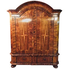 Original Baroque Cabinet circa 1740 Walnut Beautiful Star Veneer on Both Doors