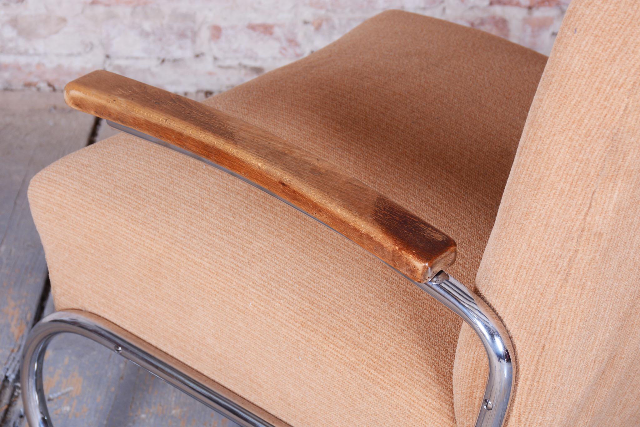 Original Bauhaus Armchair, by Thonet, Beech, Chrome, Germany, 1930s For Sale 8